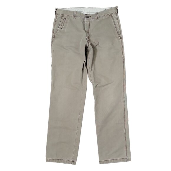 Haggar LK Life Khaki 34x34 Flat Front Relaxed Straight Chino Pants Beige - Picture 1 of 11